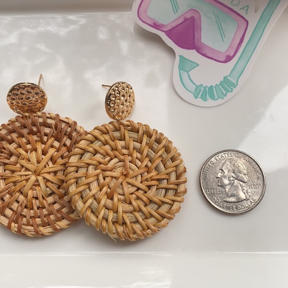 Wicker Woven Circle Drop Earring - Picture 3 of 5